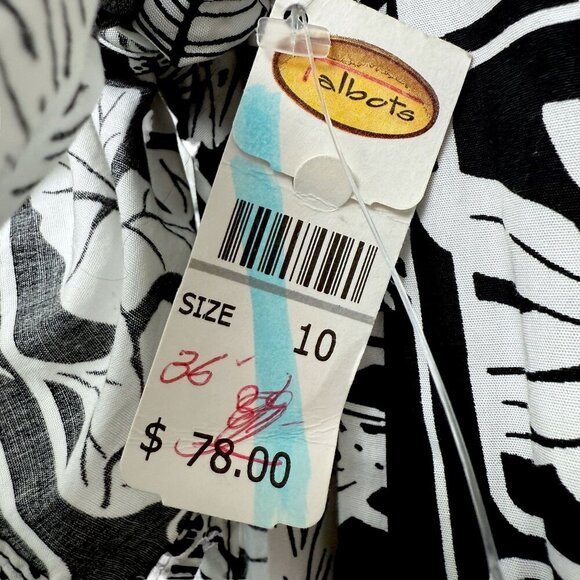 Vintage Talbots Long Skirt Size 10 Cotton Black White Coverup Midi Maxi NWT - Picture 5 of 10